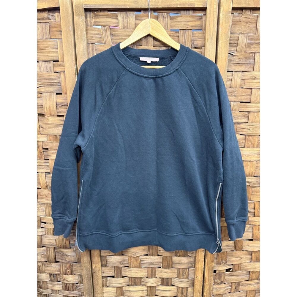 Parasuco Maternity Black Crewneck Sweatshirt with Side Zippers